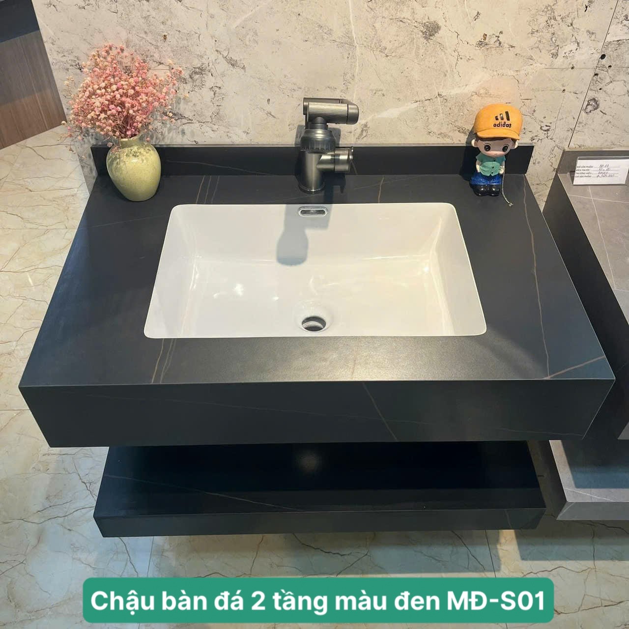 MĐ-S01 Chậu bàn đá 2 tầng mầu đen